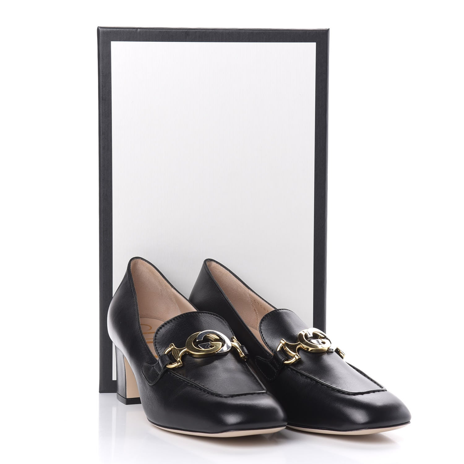 Gucci Malaga Kid Zumi Mid Heel Loafers 38.5 Black 10 of 10