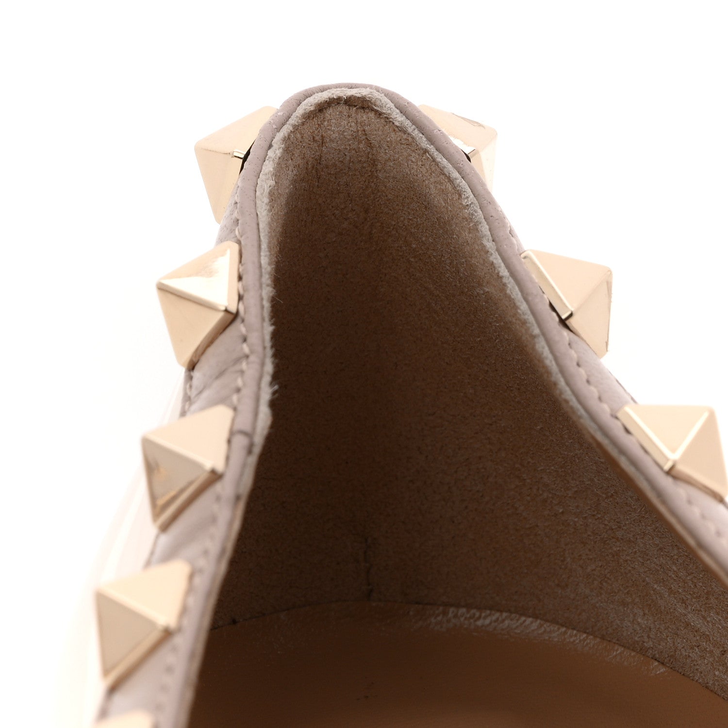 靴 VALENTINO 23.5 Poudre Valentino Garavani Patent Rockstud Ballerina Flats 38.5 Ivory