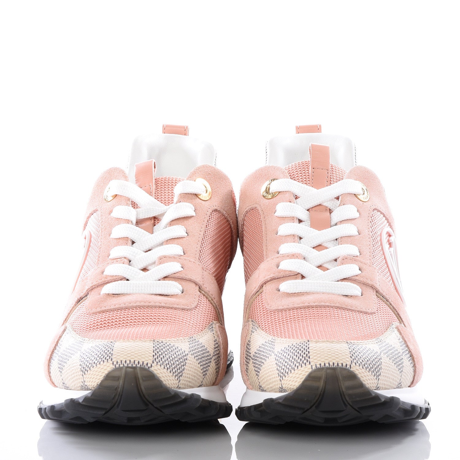 Louis Vuitton Suede Damier Azur Run Away Sneakers 36.5 Pink 3 of 10