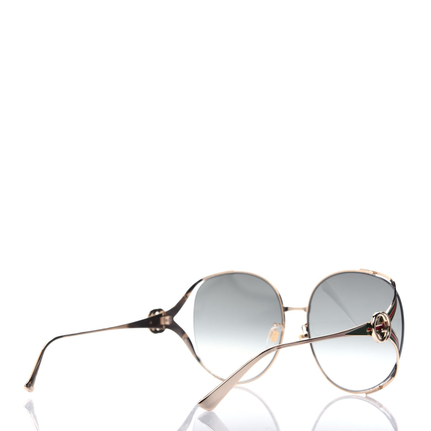 Gucci Metal Oversized Round Frame GG0225S Sunglasses Gold 4 of 7