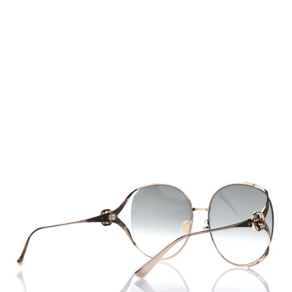 Gucci Metal Oversized Round Frame GG0225S Sunglasses Gold 4 of 7