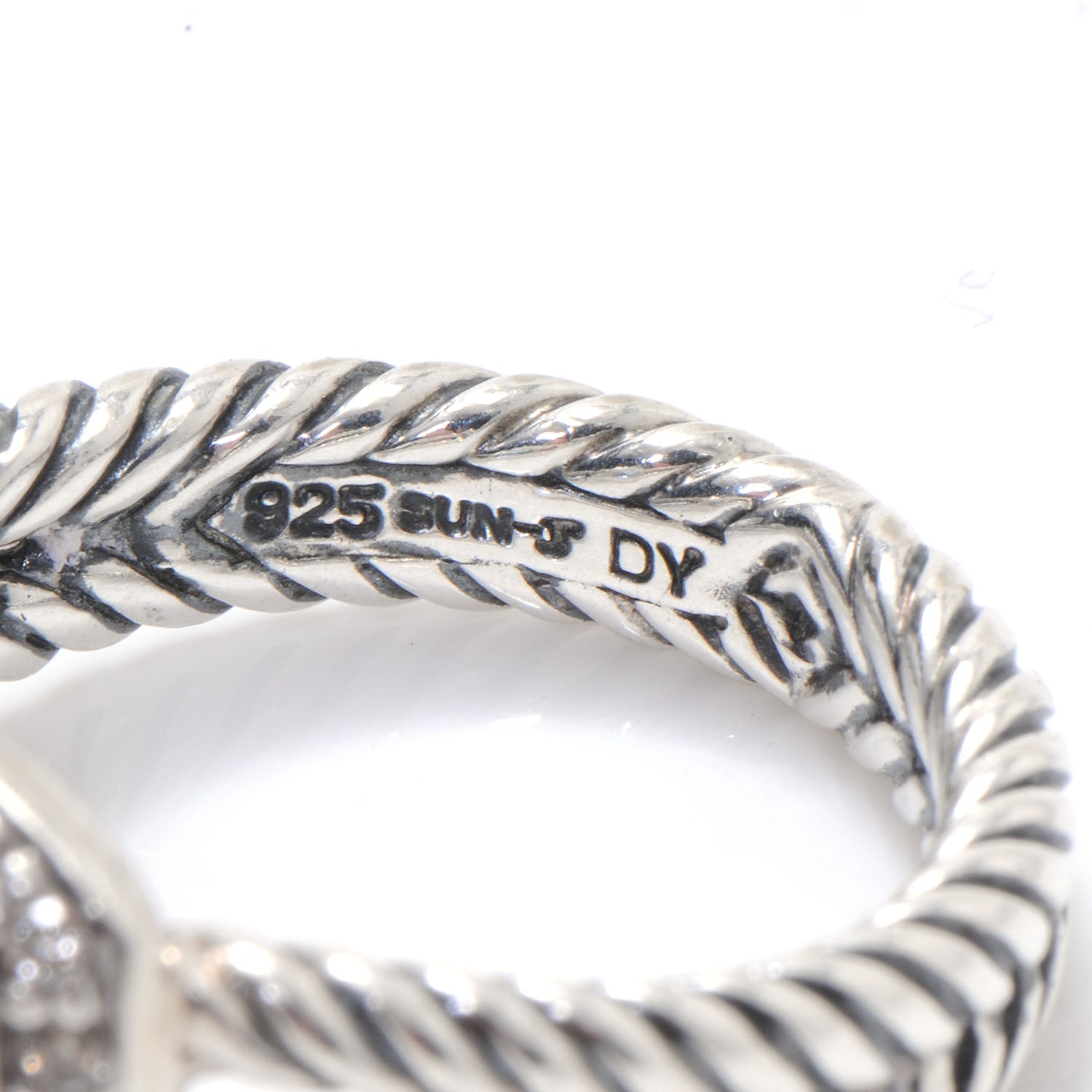 David Yurman Sterling Silver Diamond Blue Topaz 7mm Petite Albion Ring 53 6.5 6 of 6