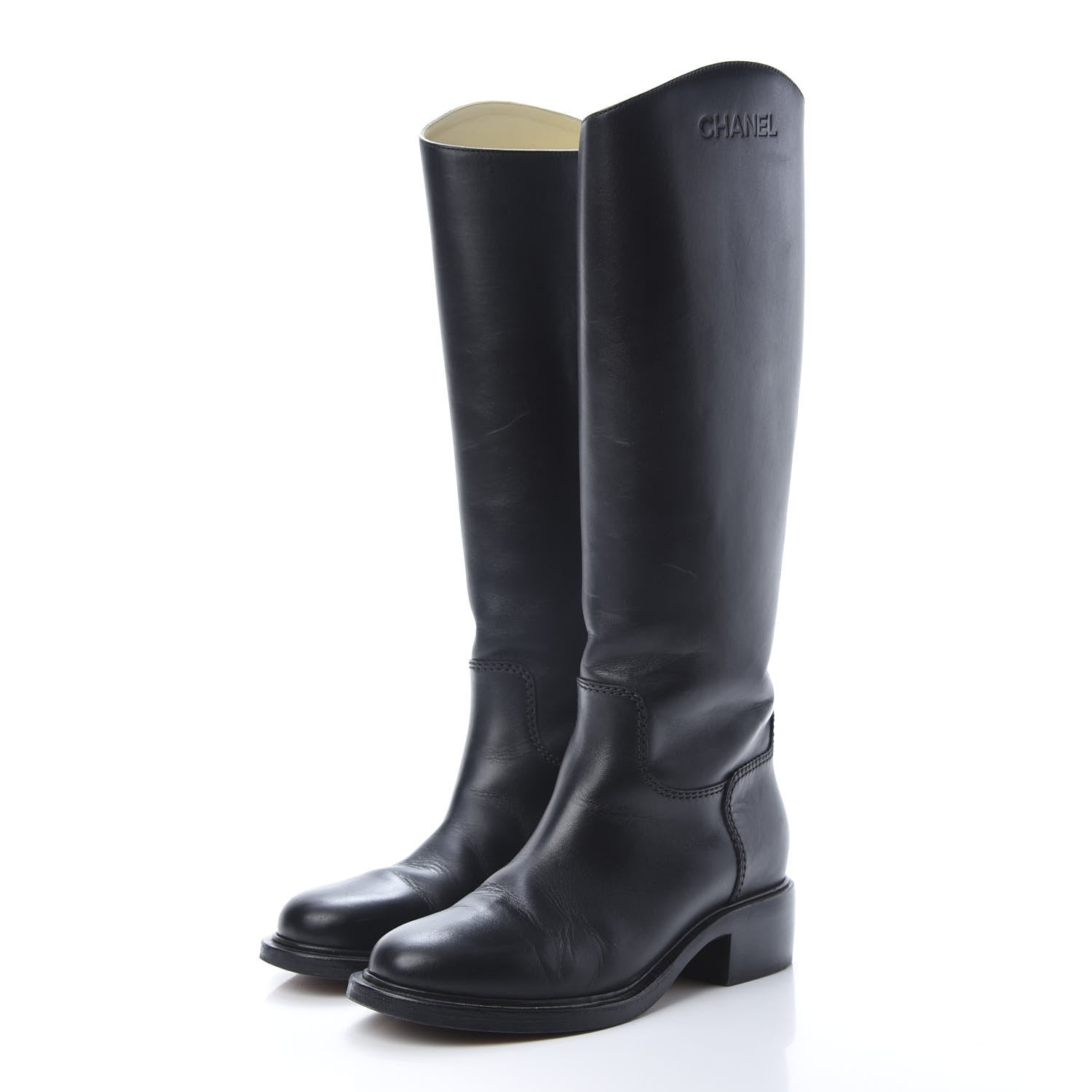 Chanel Calfskin Knee High Boots 39 Black 3 of 16