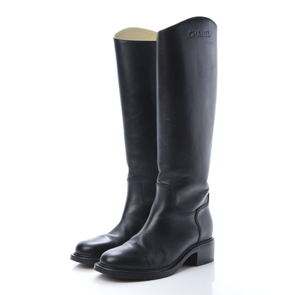 Chanel Calfskin Knee High Boots 39 Black 3 of 16