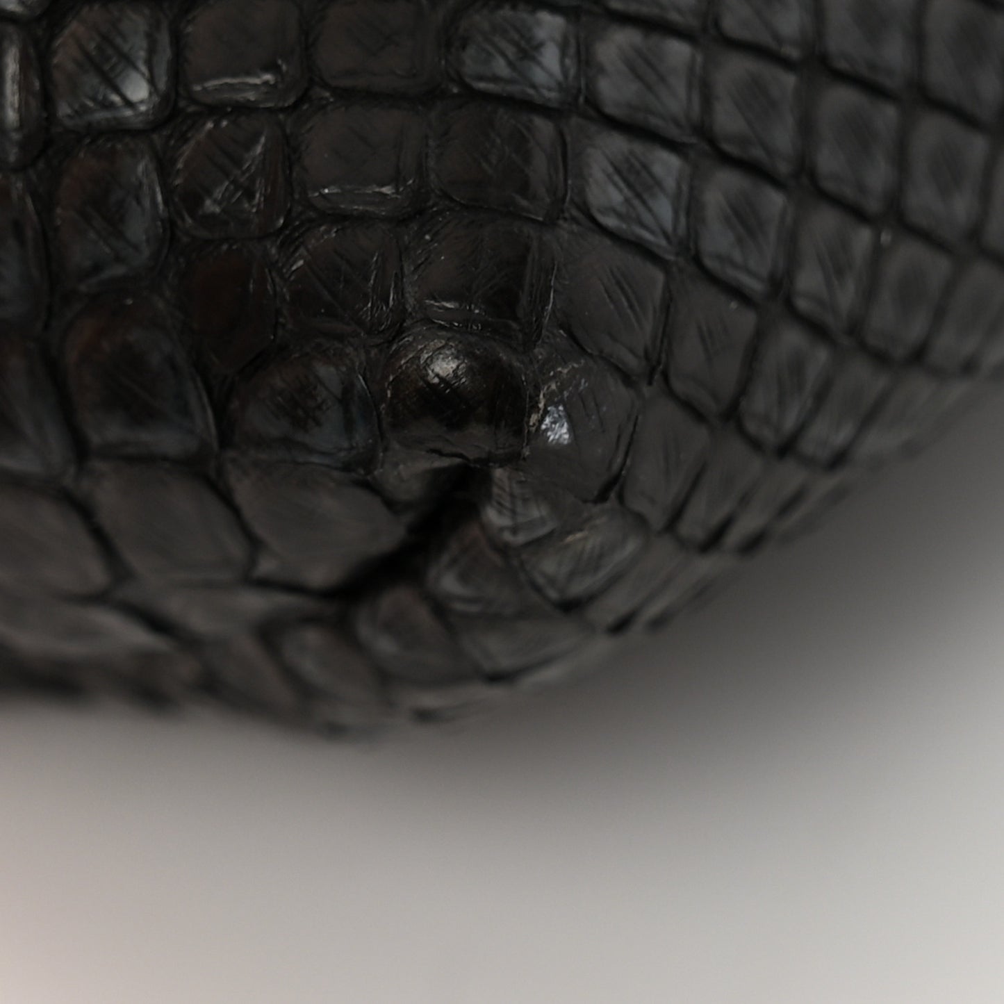 Snakeskin Bamboo Croisette Clutch Black Blue