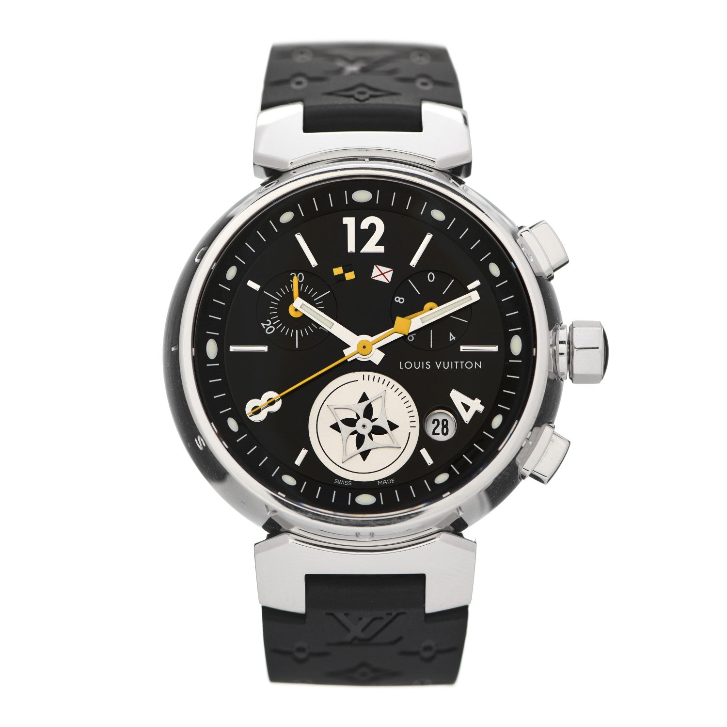 Louis Vuitton Stainless Steel Rubber 34mm Tambour Lovely Cup Quartz Watch Black 1 of 4