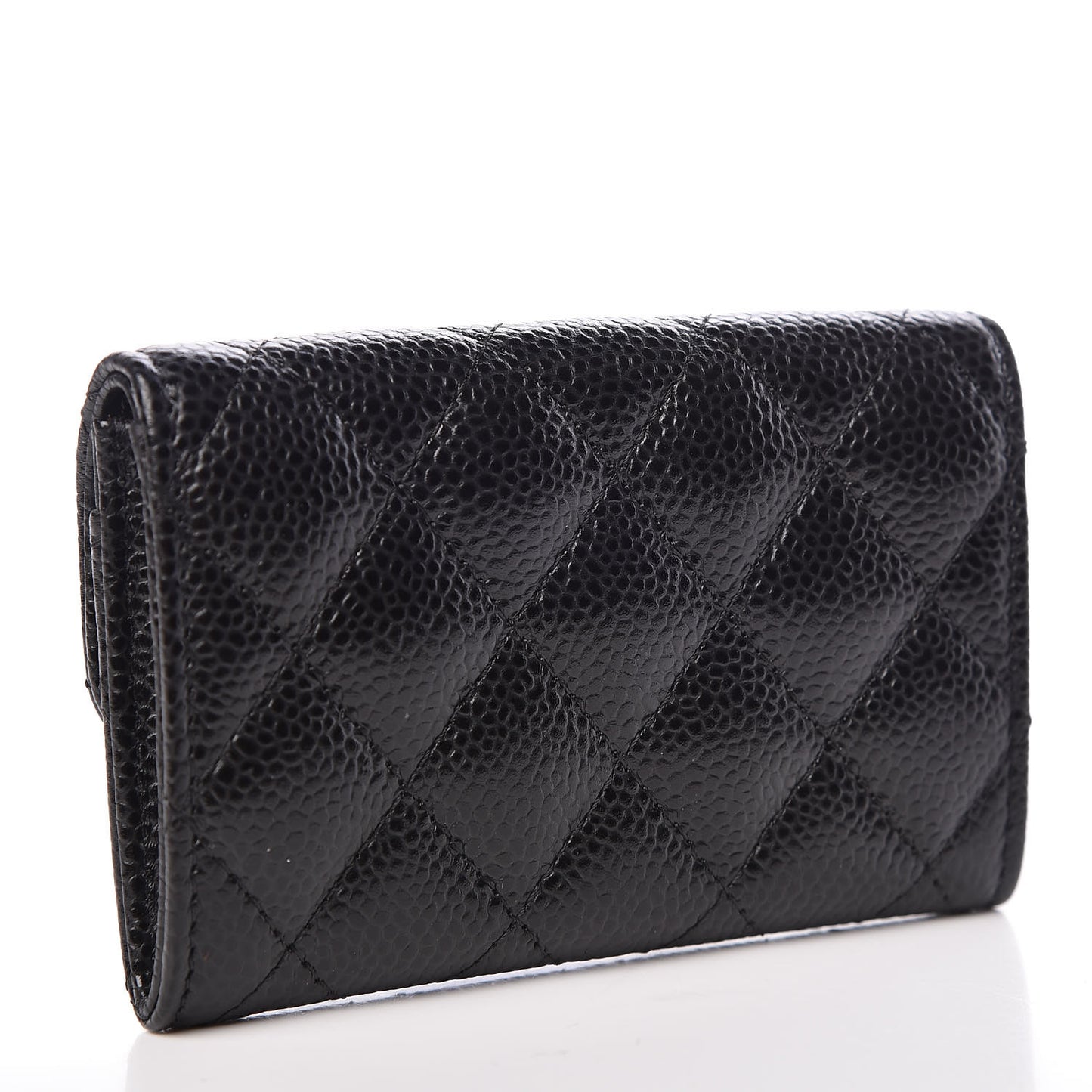 Caviar Quilted Flap Card Holder Black