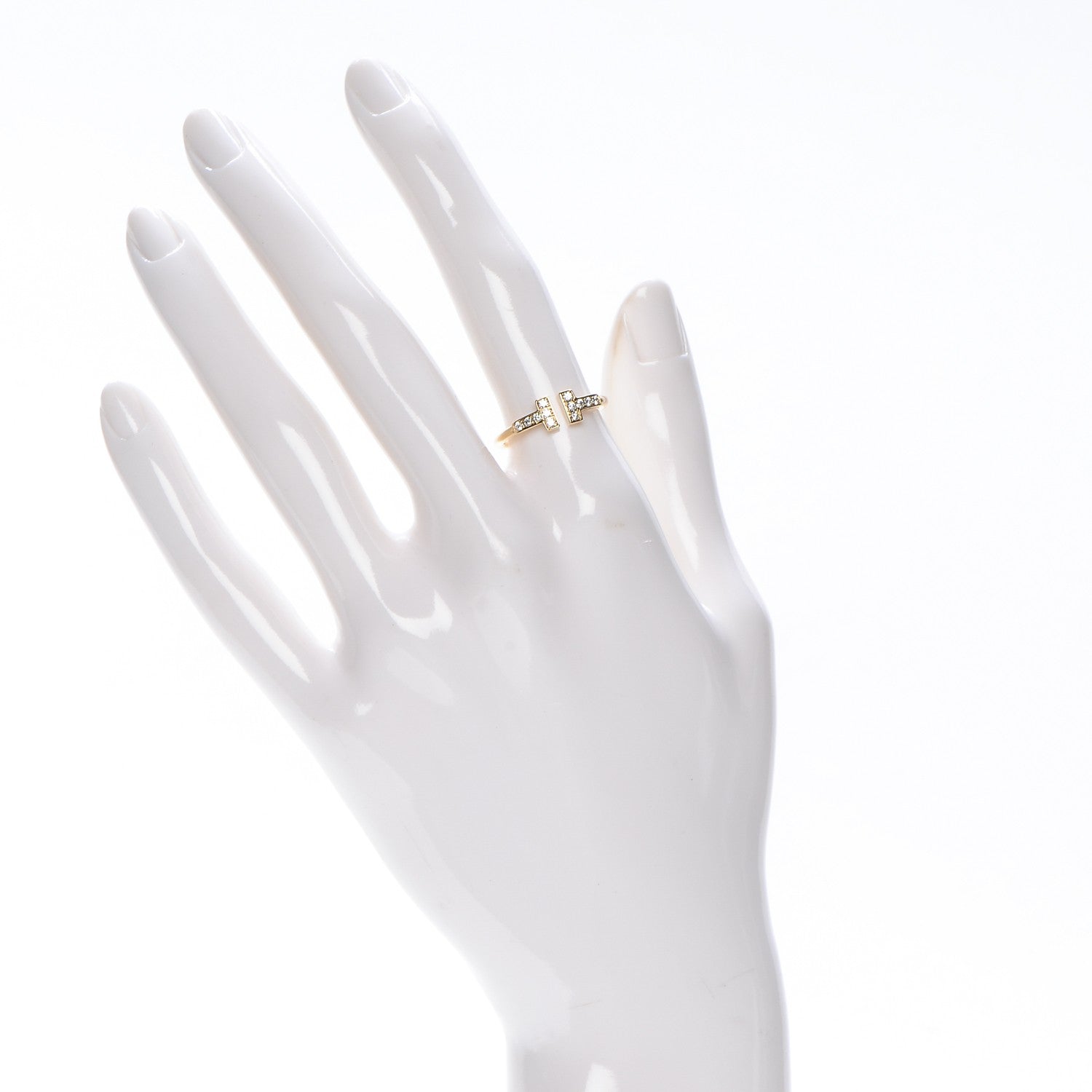 Tiffany 18K Yellow Gold Diamond T Wire Ring 52 6 2 of 5