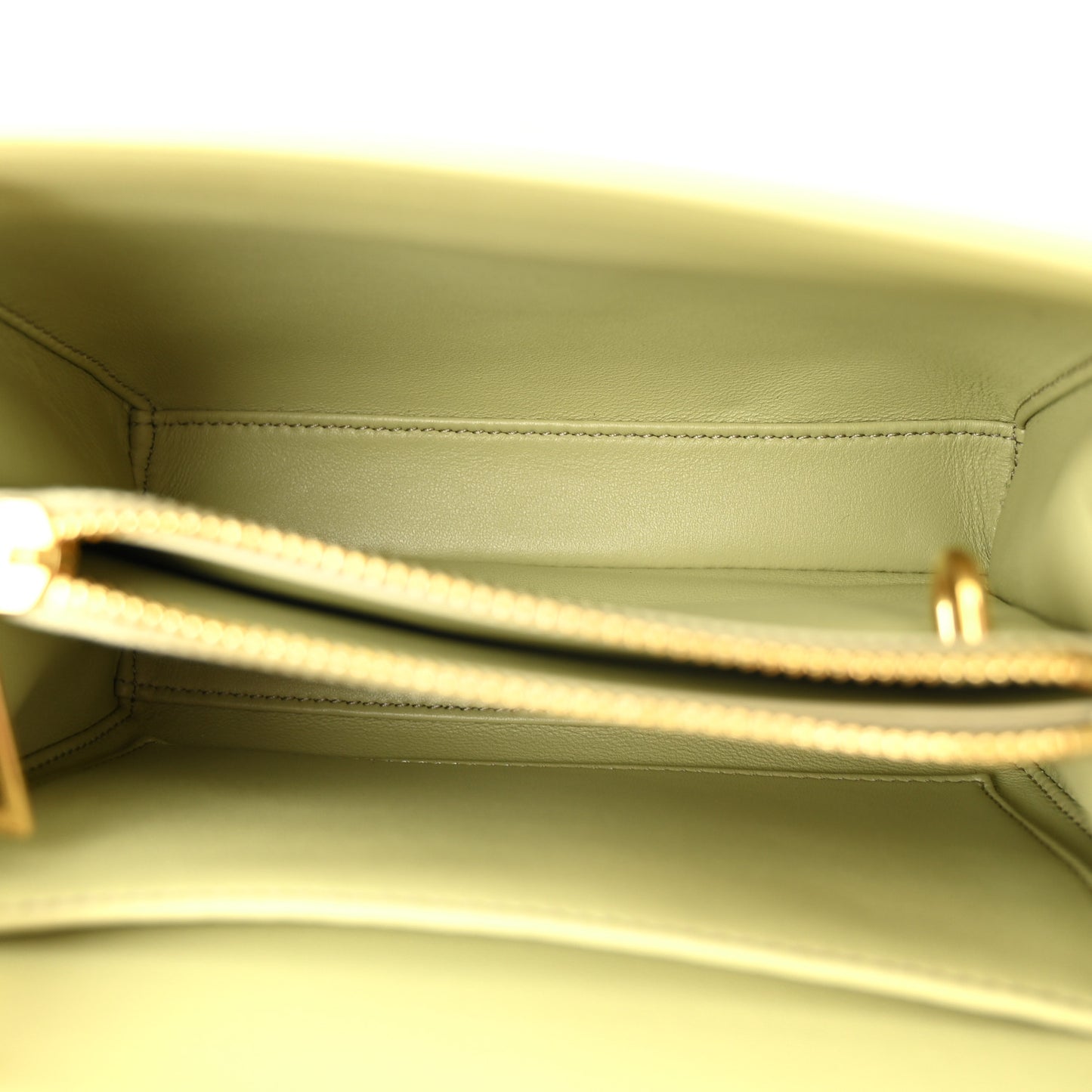 Satinated Calfskin Mini 16 Top Handle Bag Almond Green