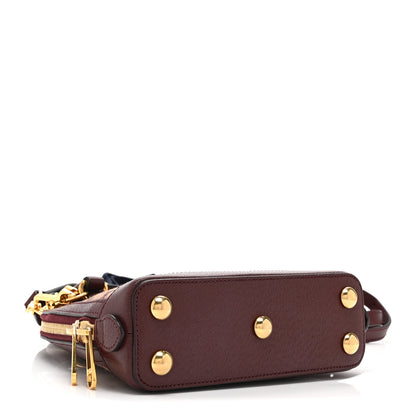 Gucci Monogram Textured Dollar Calfskin Mini Horsebit 1955 Top Handle Bag Sahara Rubino Chardonnay 4 of 11