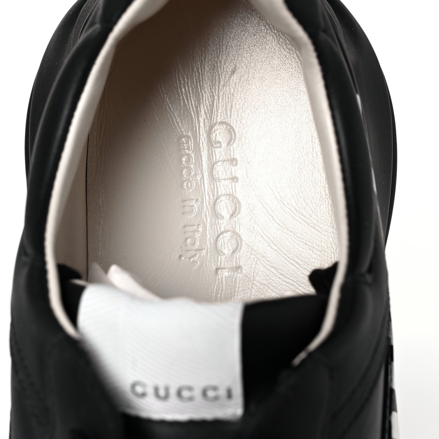 Calfskin Gucci Band Printed Mens Rhyton Sneakers 8 Apollo Black