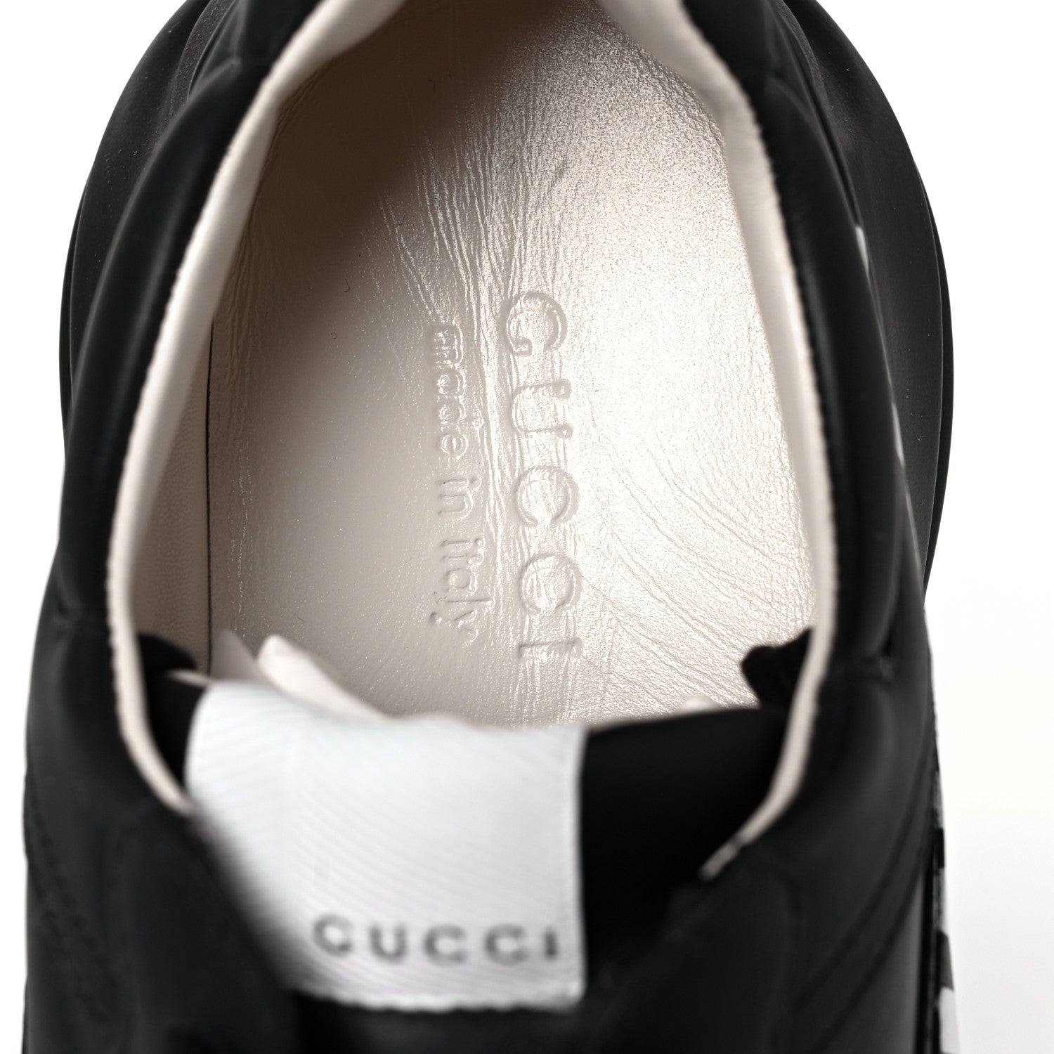 Gucci Calfskin Gucci Band Printed Mens Rhyton Sneakers 8 Apollo Black 8 of 9