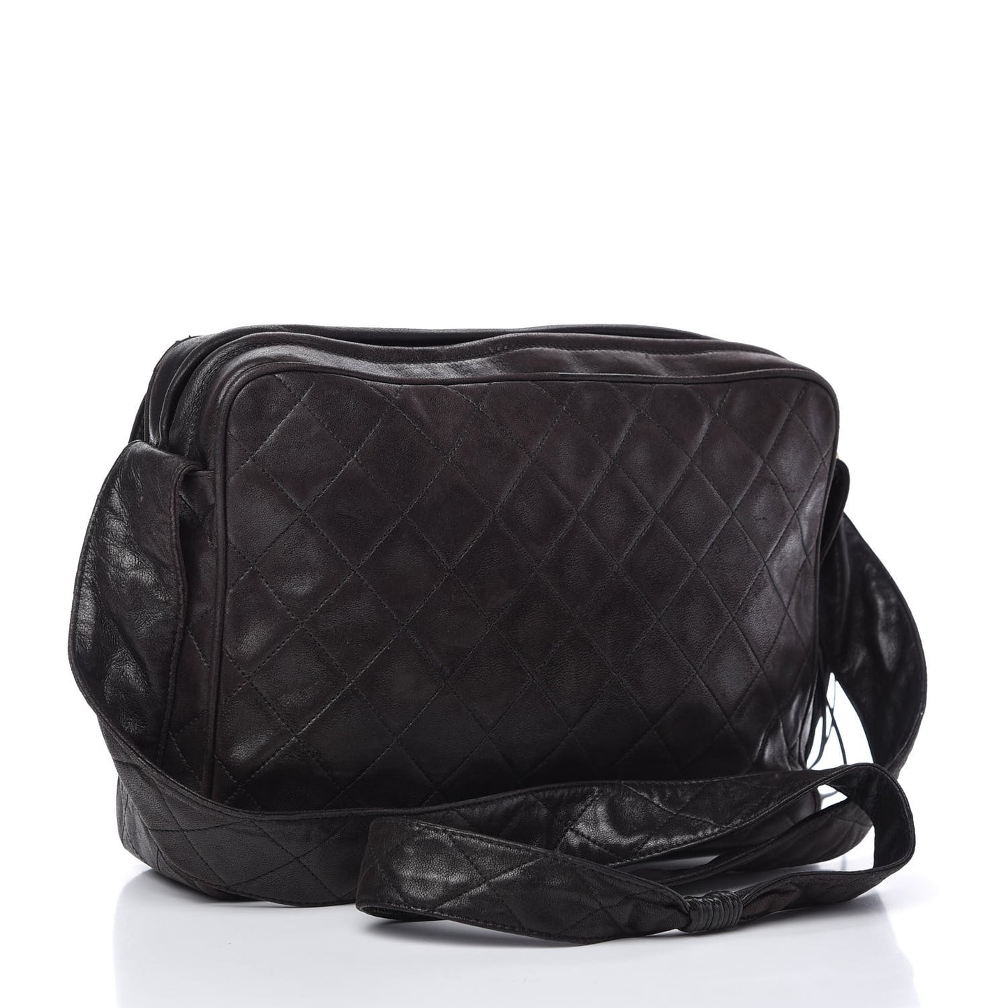 Lambskin Quilted Tassel Flap Camera Case Brown
