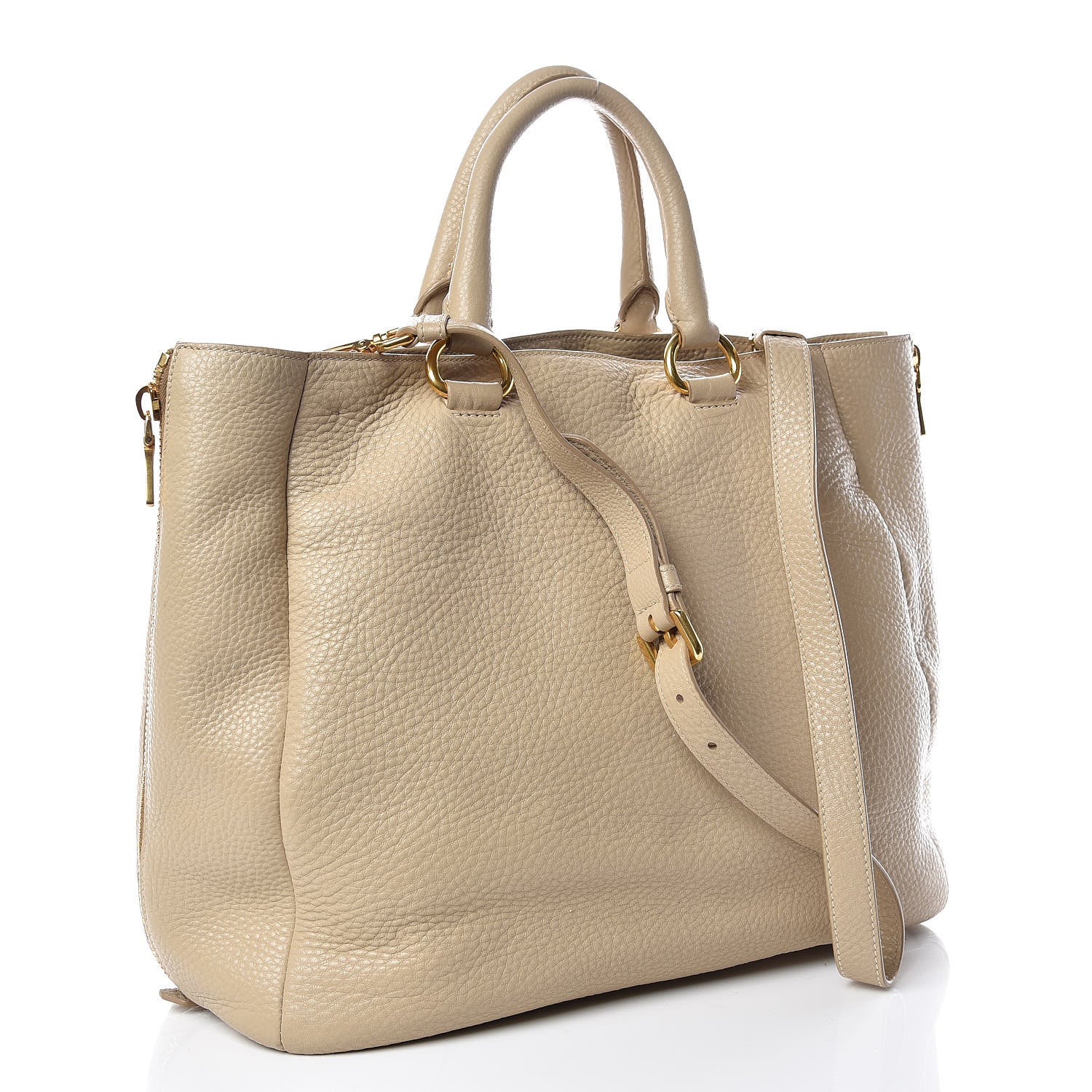 Prada Vitello Daino Side Zip Tote Sabbia 4 of 17