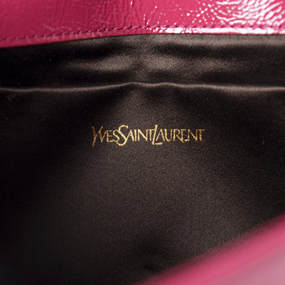 Saint Laurent Textured Patent Monogram Large Belle De Jour Clutch Fuchsia 9 of 9