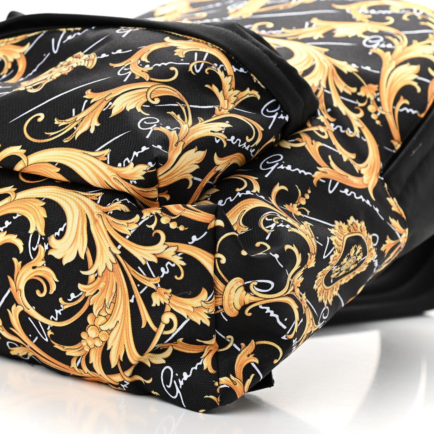Nylon Barocco Signature Print Drawstring Backpack Black