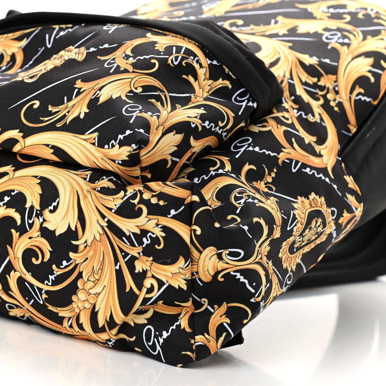 Versace Nylon Barocco Signature Print Drawstring Backpack Black 9 of 10