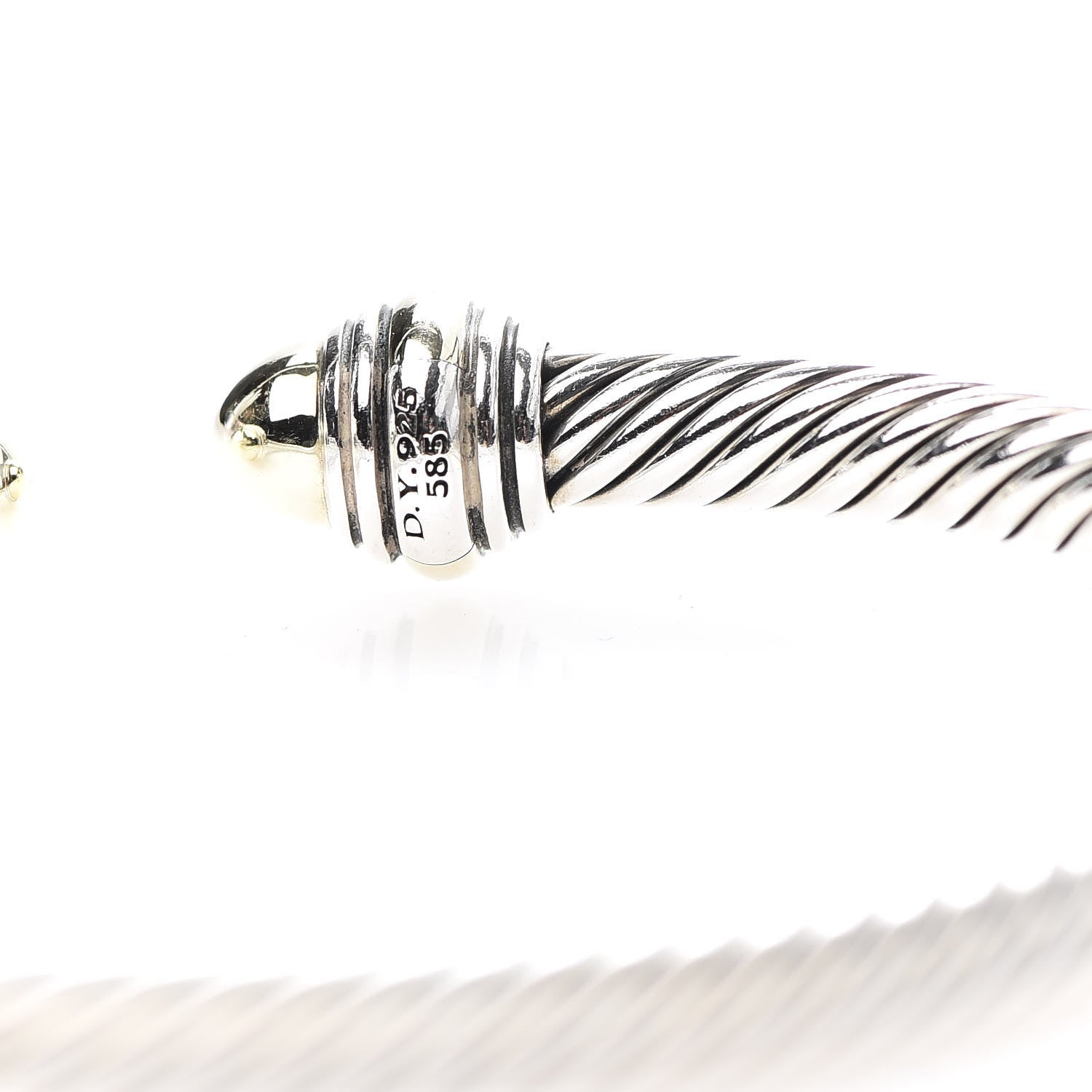 David Yurman Sterling Silver 14K Yellow Gold 5mm Cable Classics Dome Bracelet 4 of 5