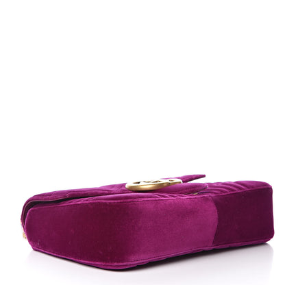 Gucci Velvet Matelasse Medium GG Marmont Shoulder Bag Fuchsia Violet Cyclamen 4 of 13