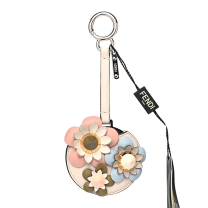 Fendi Calfskin Flowerland Mirror Bag Charm Beige Multicolor 1 of 5