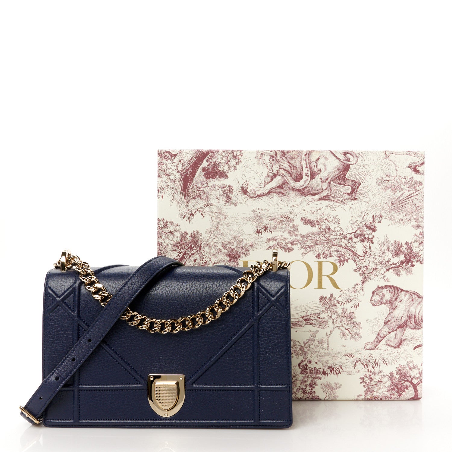 Christian Dior Grained Calfskin Medium Diorama Flap Bag Blue 12 of 12