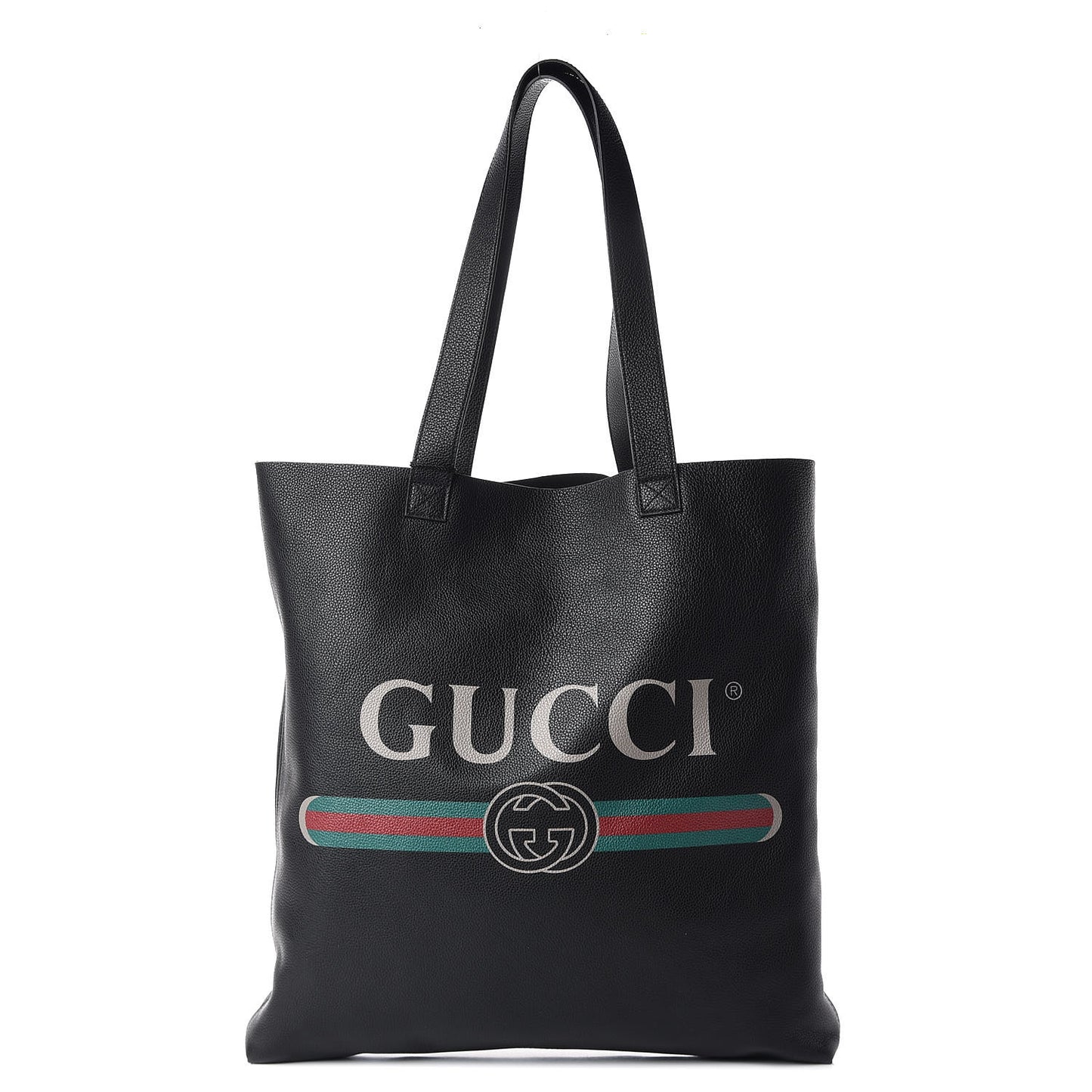 Calfskin Mens Logo Vertical Shopping Tote Black