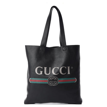 Gucci Calfskin Mens Logo Vertical Shopping Tote Black 1 of 11