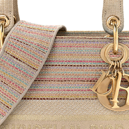 Christian Dior Canvas Embroidered Medium Lady D-Lite Beige Multicolor 15 of 23
