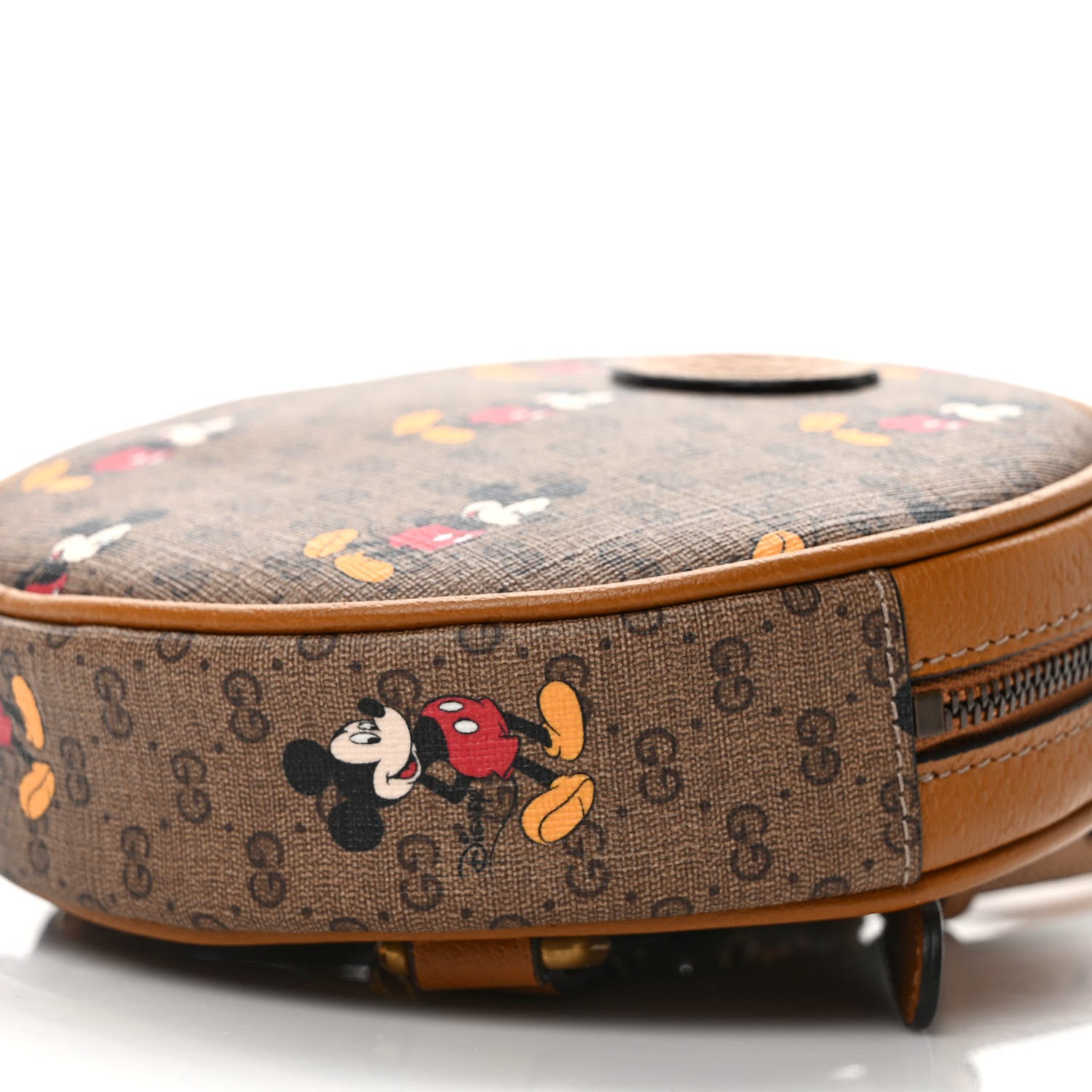 Gucci X DISNEY Mini Vintage GG Supreme Monogram Mickey Mouse Round Backpack Beige Vintage Sun Oil 8 of 8