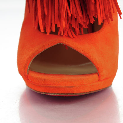 Christian Louboutin Suede Fringe Otoka 120 Booties 37 Capucine 7 of 7