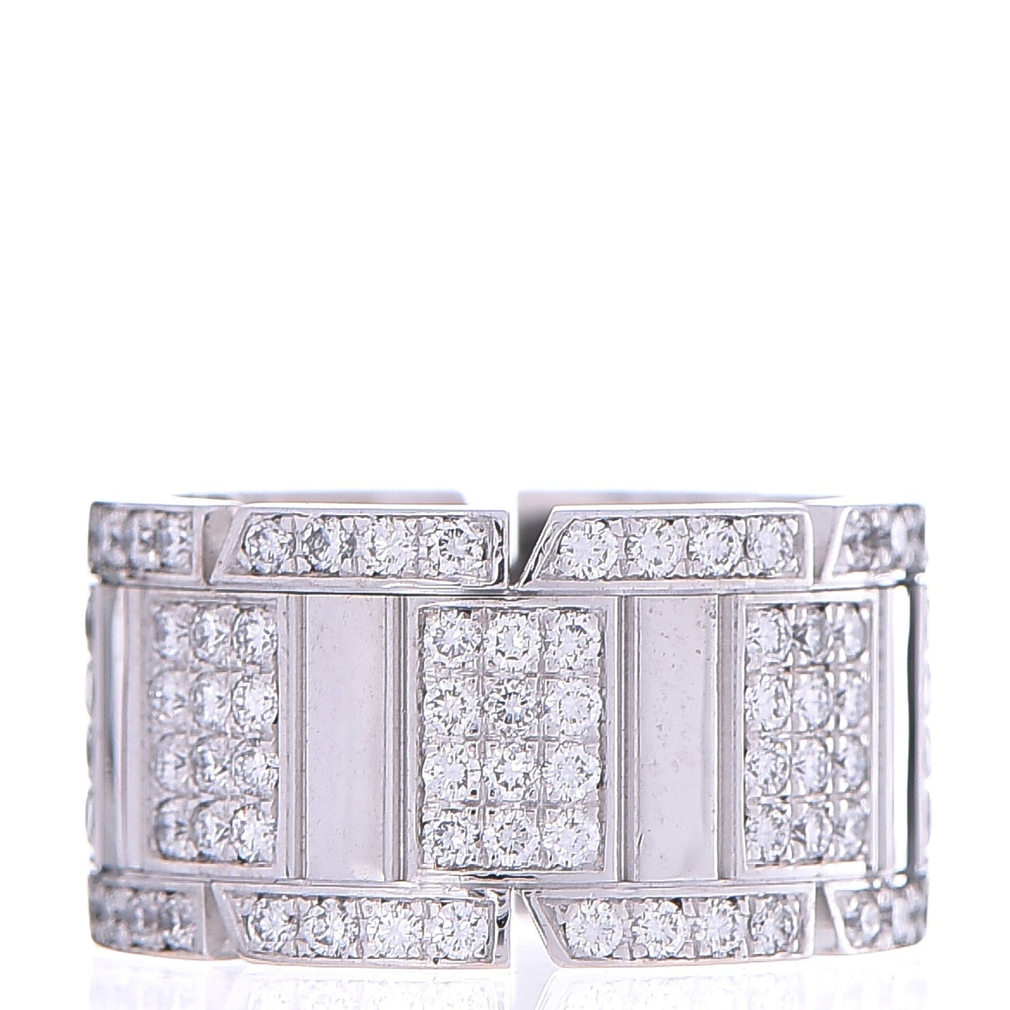 18K White Gold Diamond Tank Francaise Ring 53 6.25