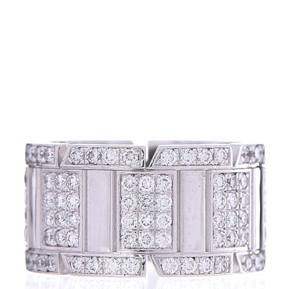 Cartier 18K White Gold Diamond Tank Francaise Ring 53 6.25 1 of 7