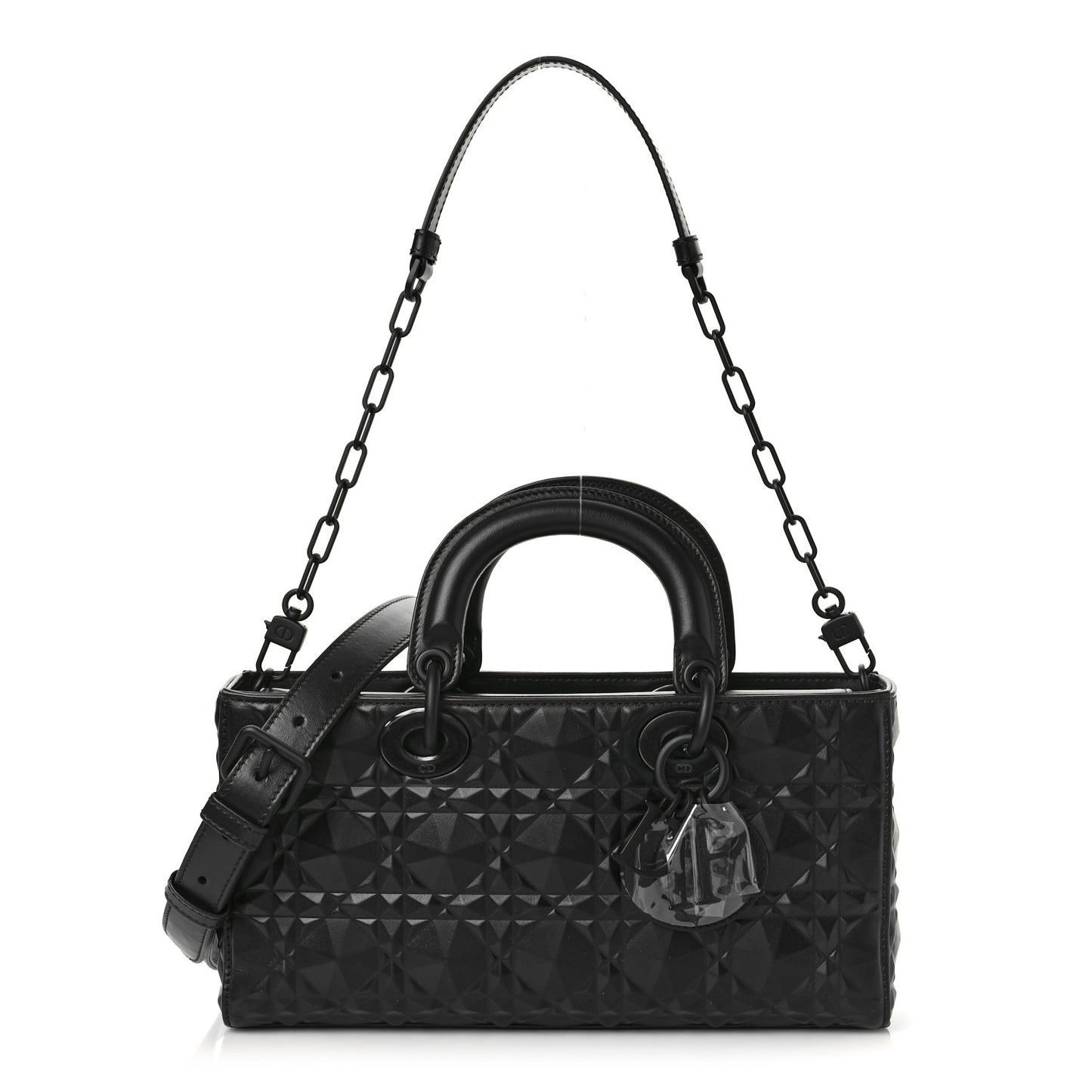 Calfskin Cannage Diamond Medium Lady D-Joy Black