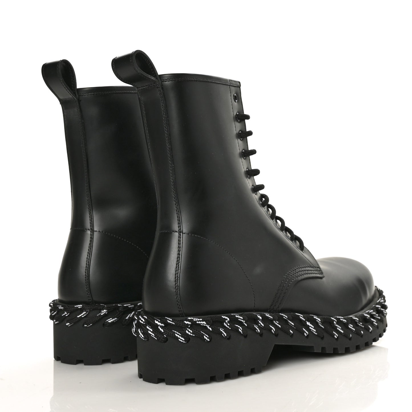 Calfskin Woven Detail Mens Combat Boots 41 Black