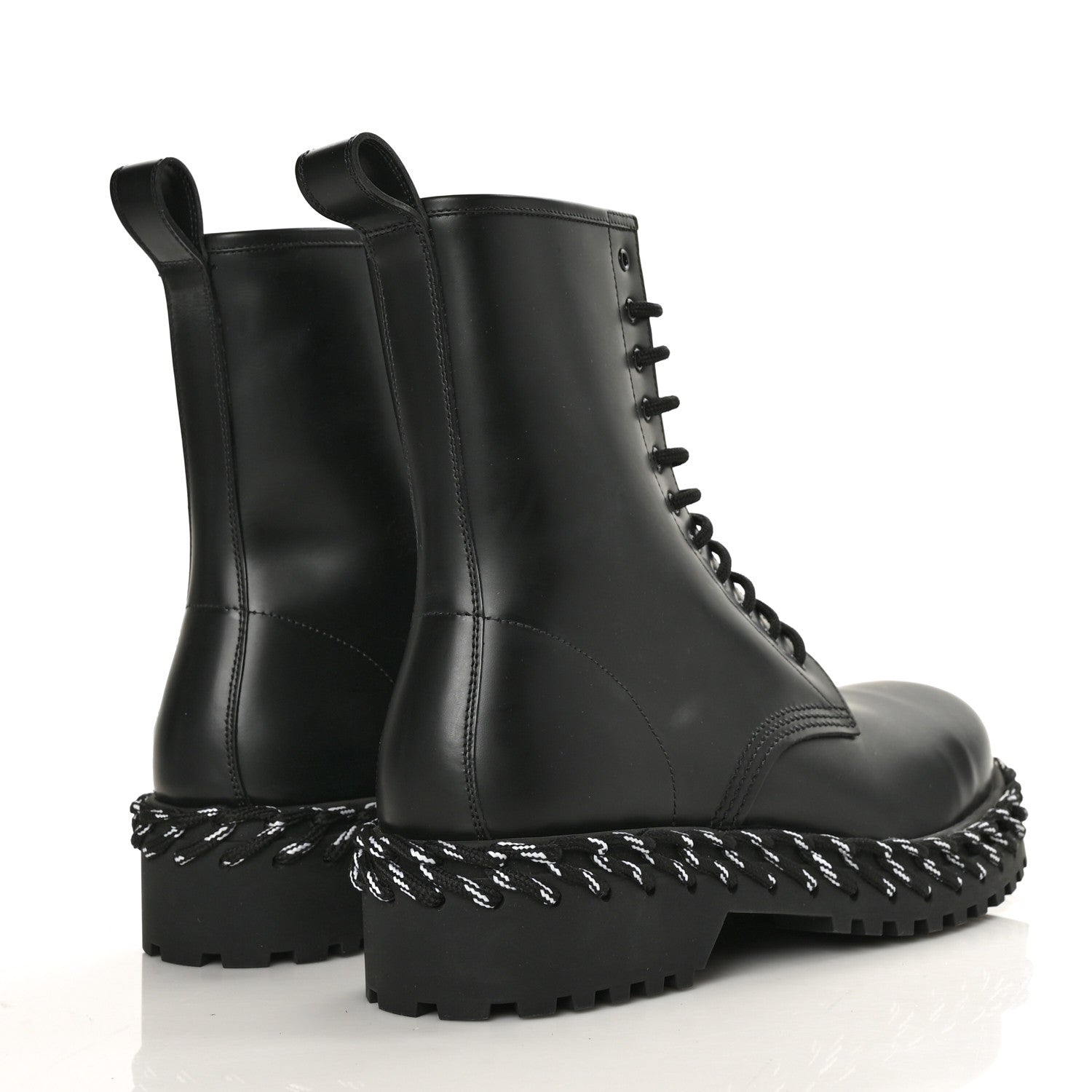 Balenciaga Calfskin Woven Detail Mens Combat Boots 41 Black 4 of 7