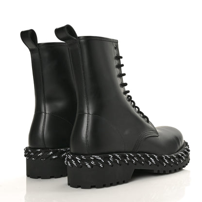Balenciaga Calfskin Woven Detail Mens Combat Boots 41 Black 4 of 7