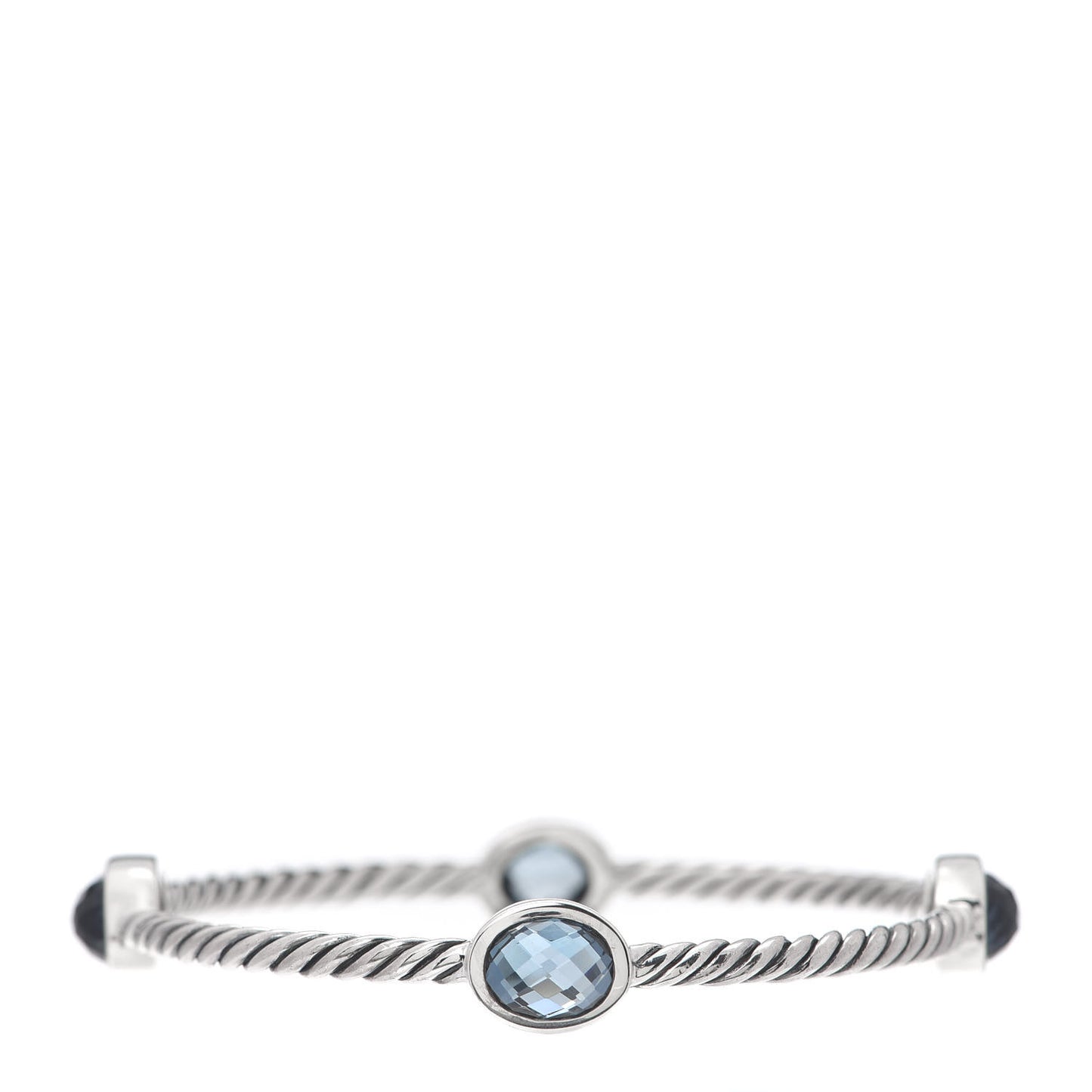 Sterling Silver Blue Topaz 3mm Color Classics Four Station Bangle Bracelet