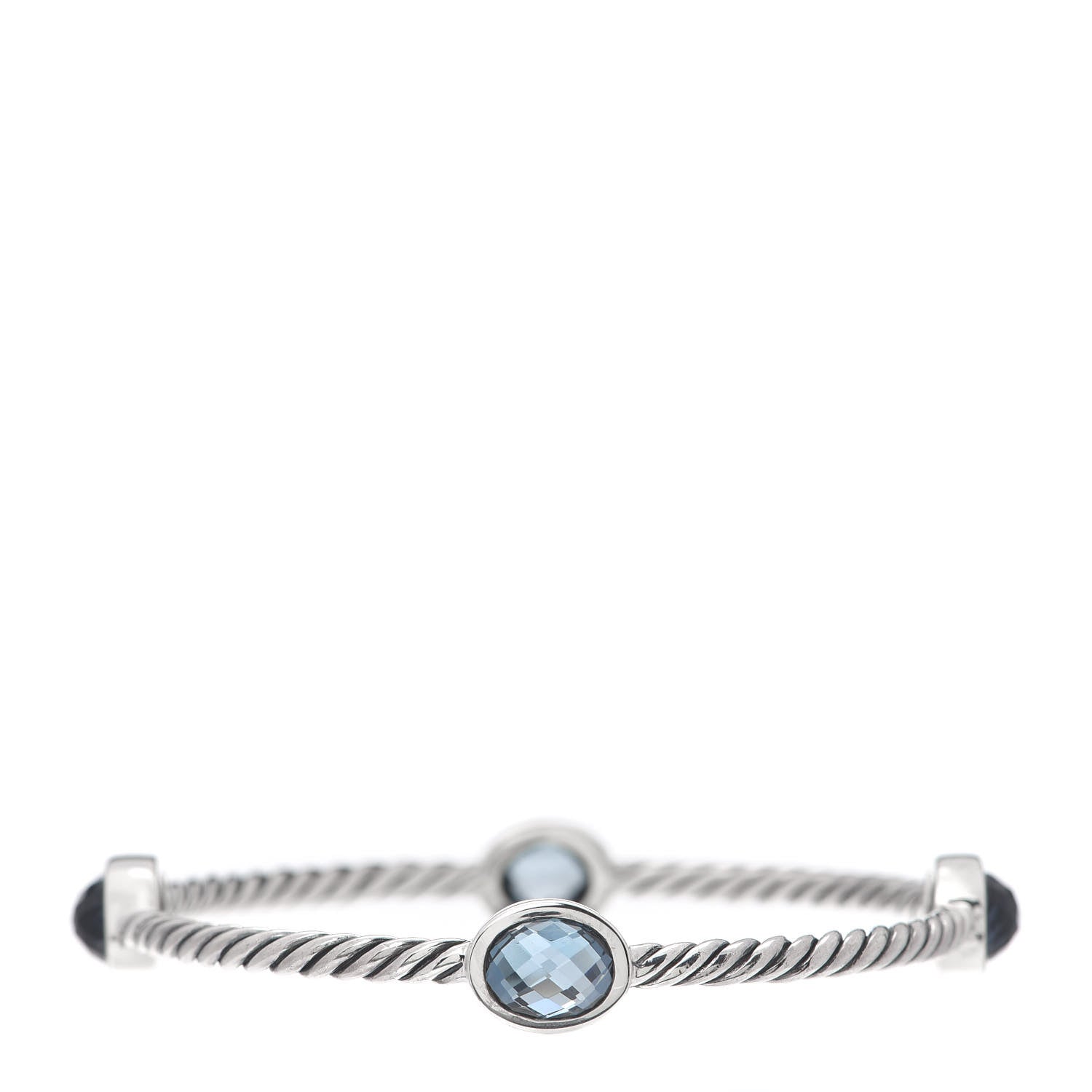 David Yurman Sterling Silver Blue Topaz 3mm Color Classics Four Station Bangle Bracelet 1 of 4