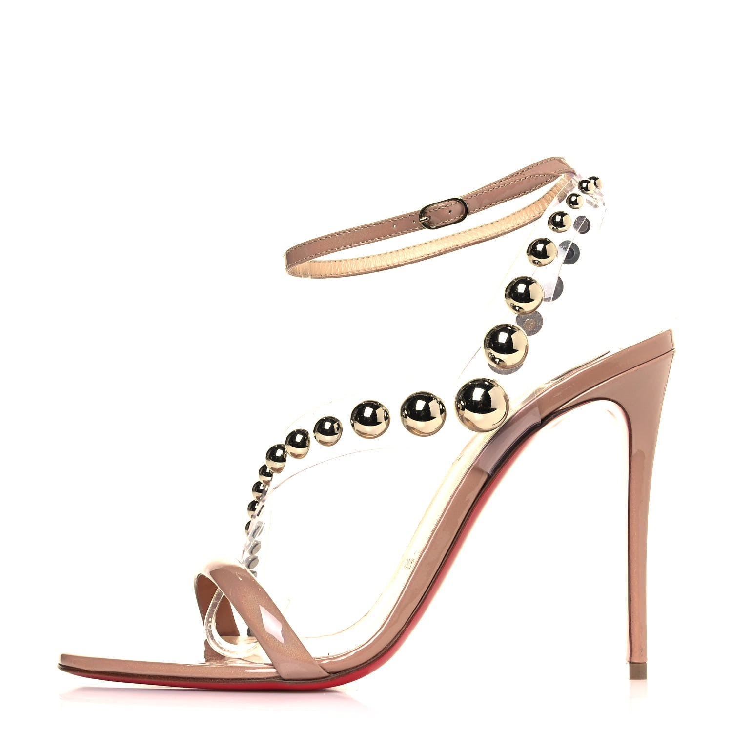 Christian Louboutin Patent PVC Corinetta 100 Sandals 38 Nude 1 of 7