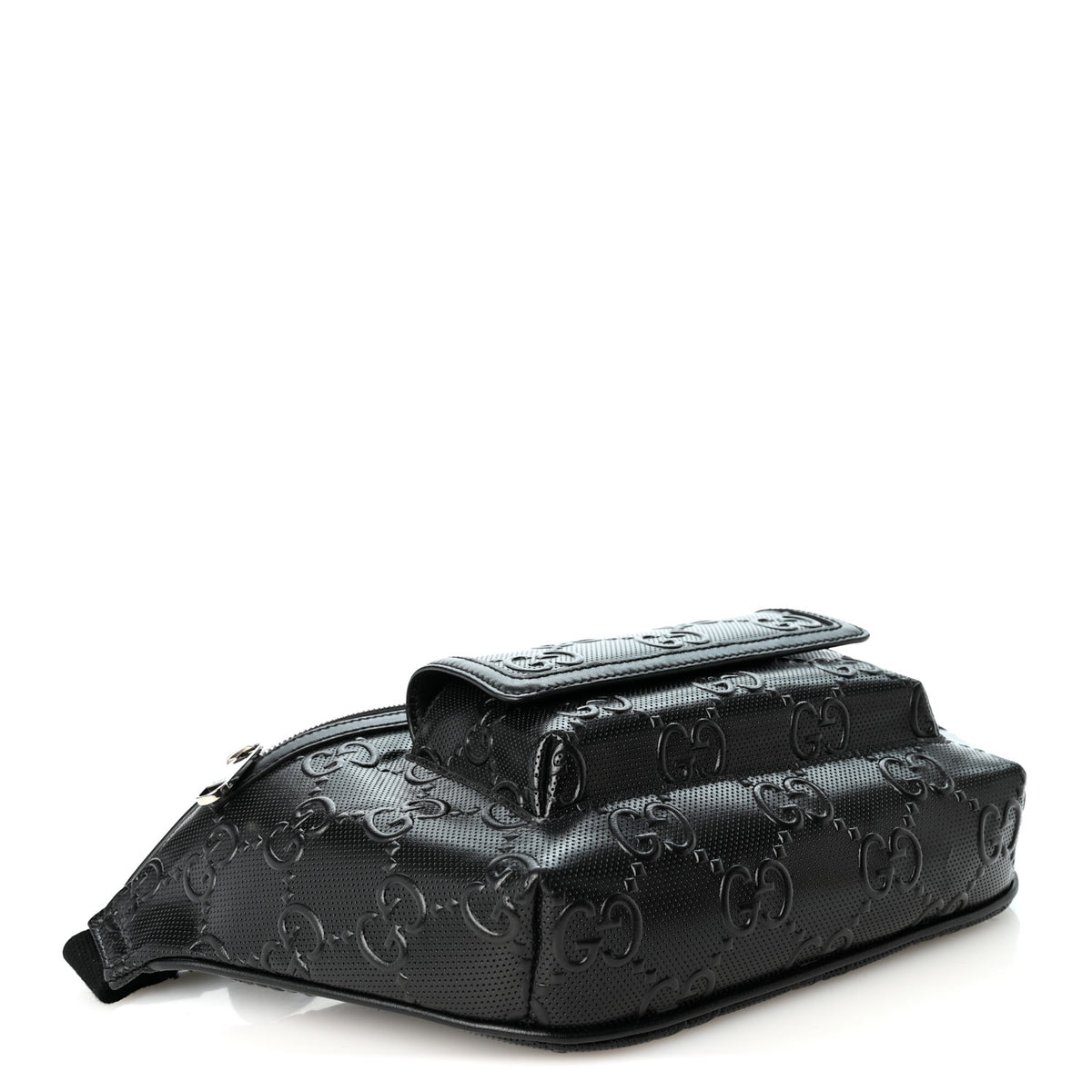 Calfskin GG Tennis Embossed Pocket Belt Bag Black