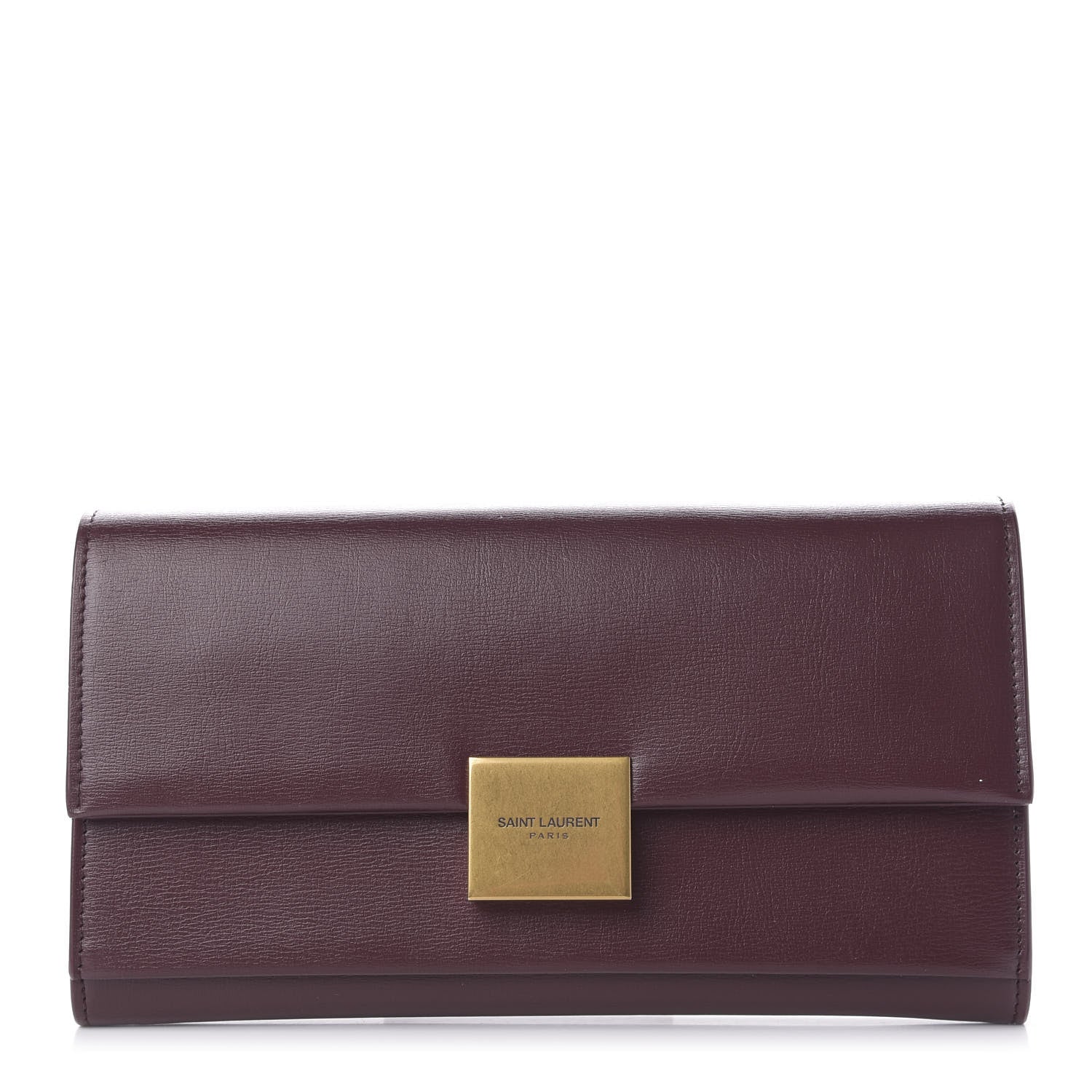 Saint Laurent Calfskin Bellechasse Flap Clutch Burgundy 1 of 8
