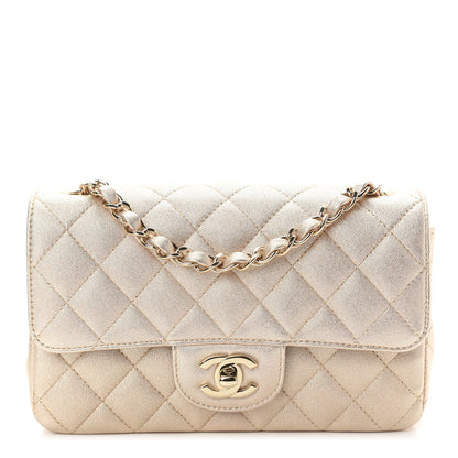 Chanel Metallic Lambskin Quilted Mini Rectangular Flap Gold 1 of 8