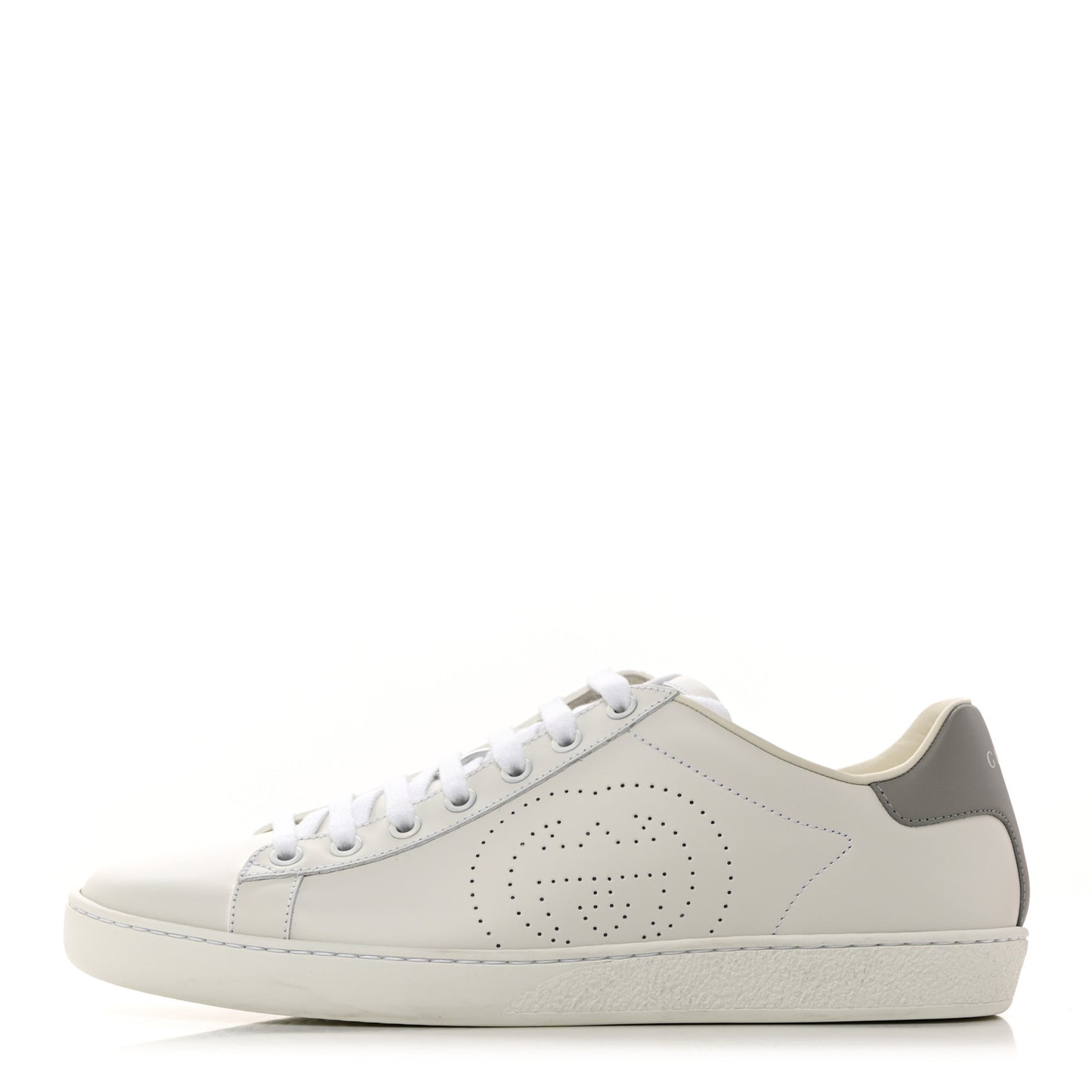 Calfskin Interlocking G Perforated Womens Ace Sneakers 40 White Grey Sky