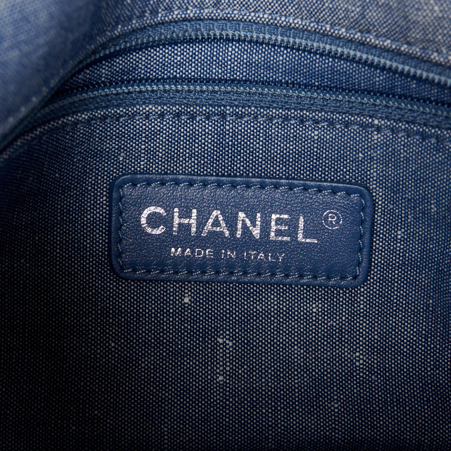 Denim Quilted Small Medallion Flap Blue