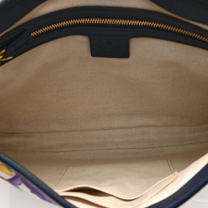 Gucci Canvas Flora Medium Jackie Hobo Blue Agata 5 of 11