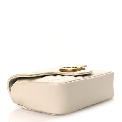 Gucci Calfskin Matelasse Super Mini GG Marmont Shoulder Bag White 4 of 10