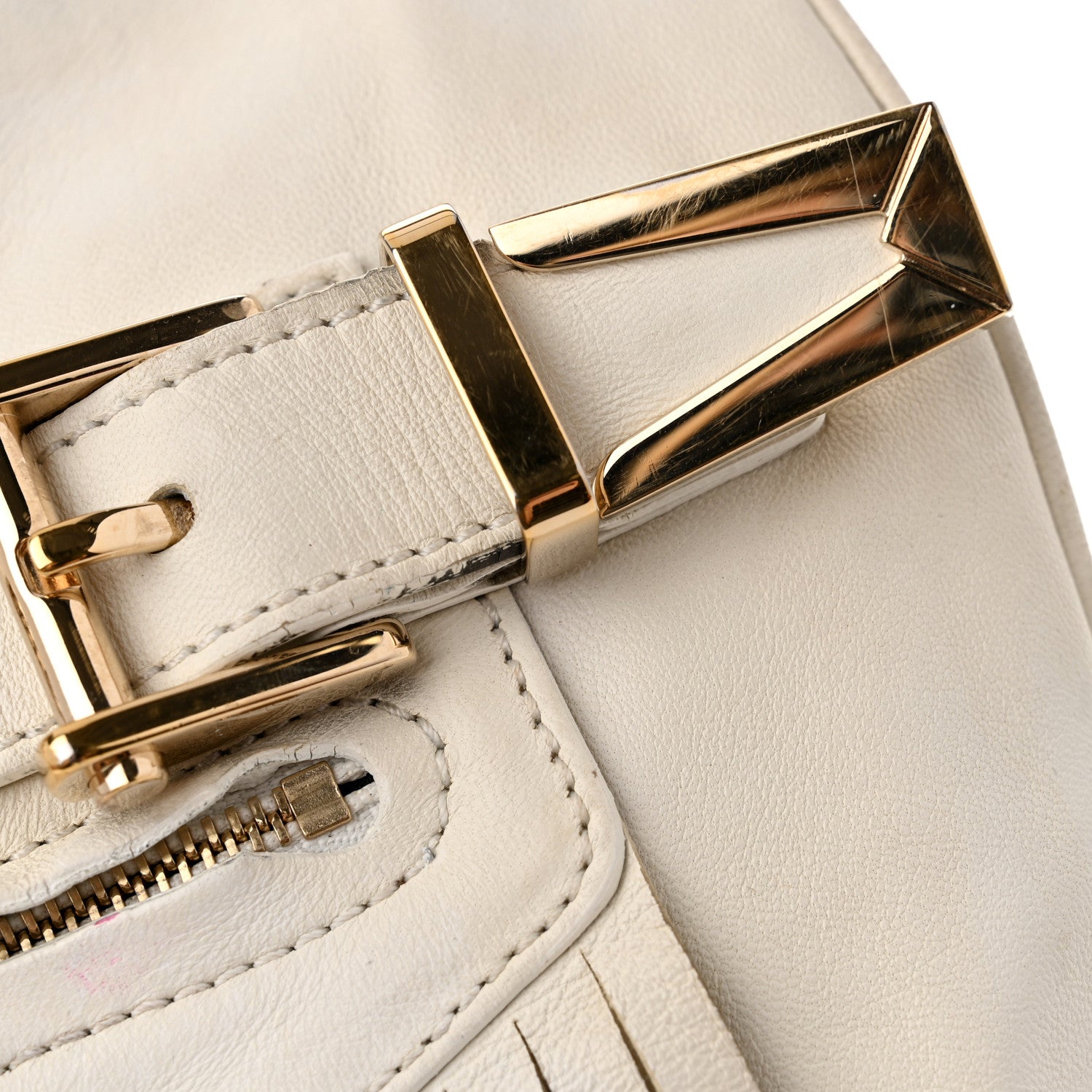 Versace Calfskin Medium Palazzo Fringe Shoulder Bag White 11 of 14