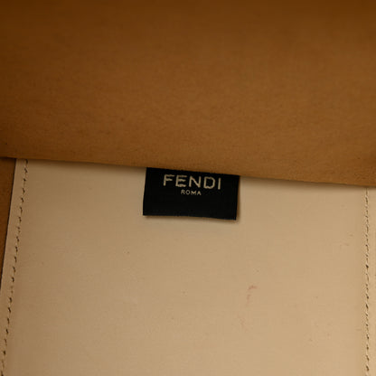 Fendi Vitello King Plexiglass Metal Stitch Logo Embossed Medium Fendi Sunshine Shopper Tote Pergamena 8 of 12