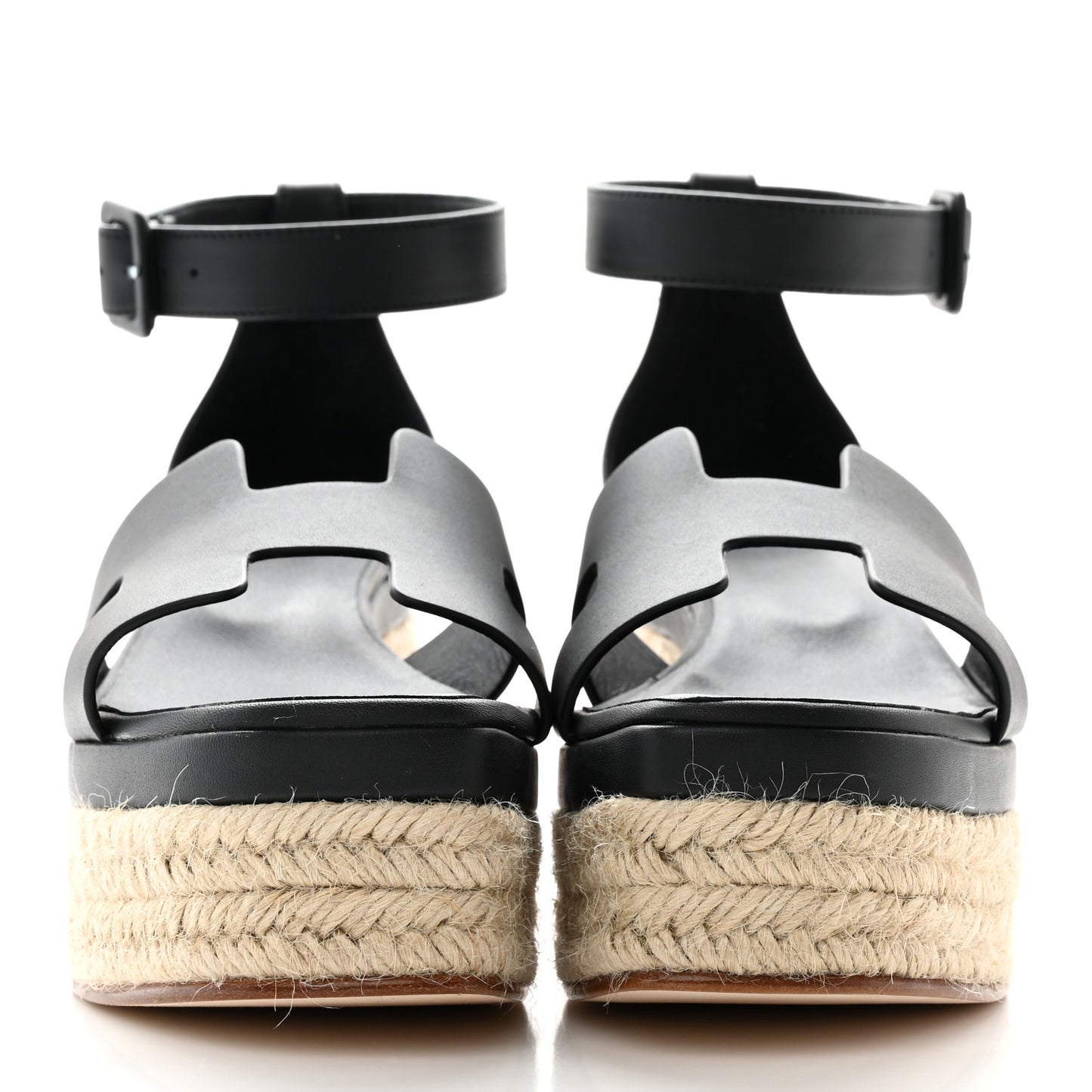 Goatskin Elda Espadrille Wedge Sandals 38 Black