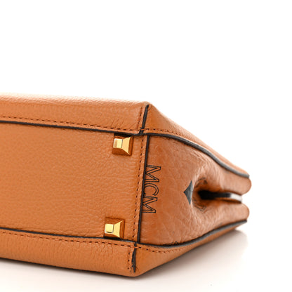 MCM Grained Calfskin Visetos Top Handle Crossbody Cognac 8 of 8